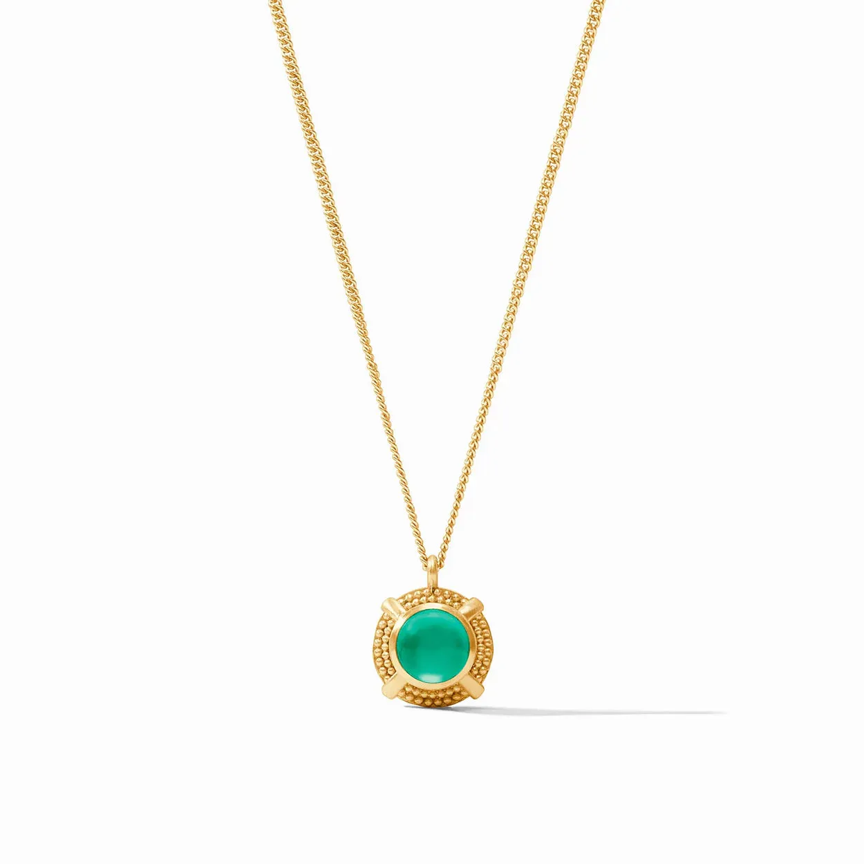 Cabochon Solitaire Necklace-Iridescent Emerald