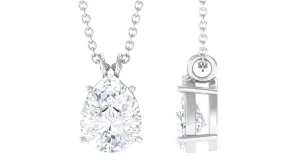 Certified Moissanite Teardrop Solitaire Pendant in Prong Setting
