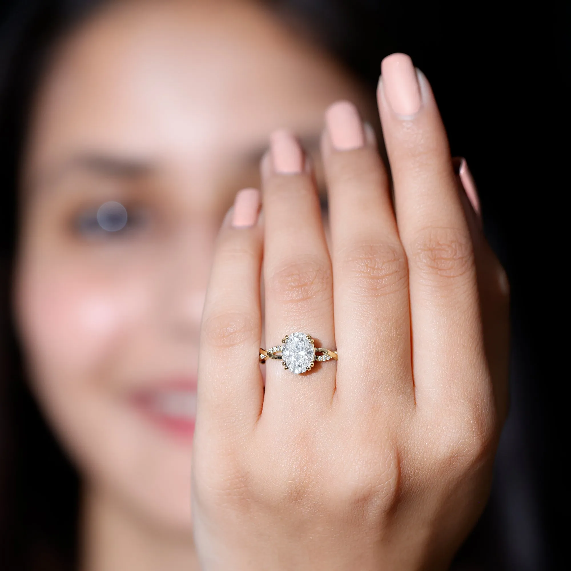 Oval Shaped Moissanite Braided Engagement Ring