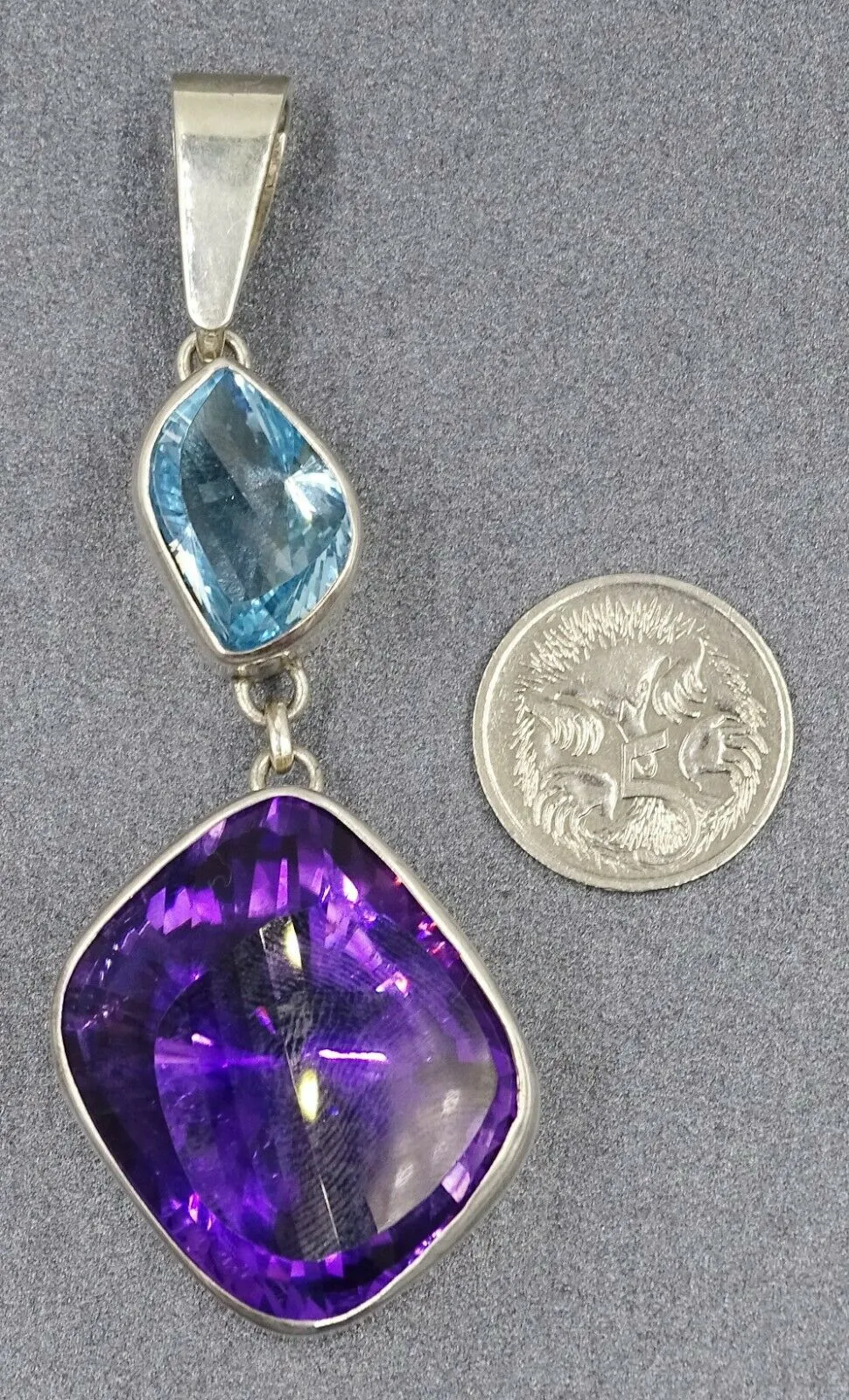 Topaz & Amethyst Sterling Silver Handmade Pendant